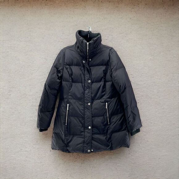 Michael Kors Jacket Woman Medium Black Puffer Coat Down Feather Warm Lightweight - Picture 1 of 12